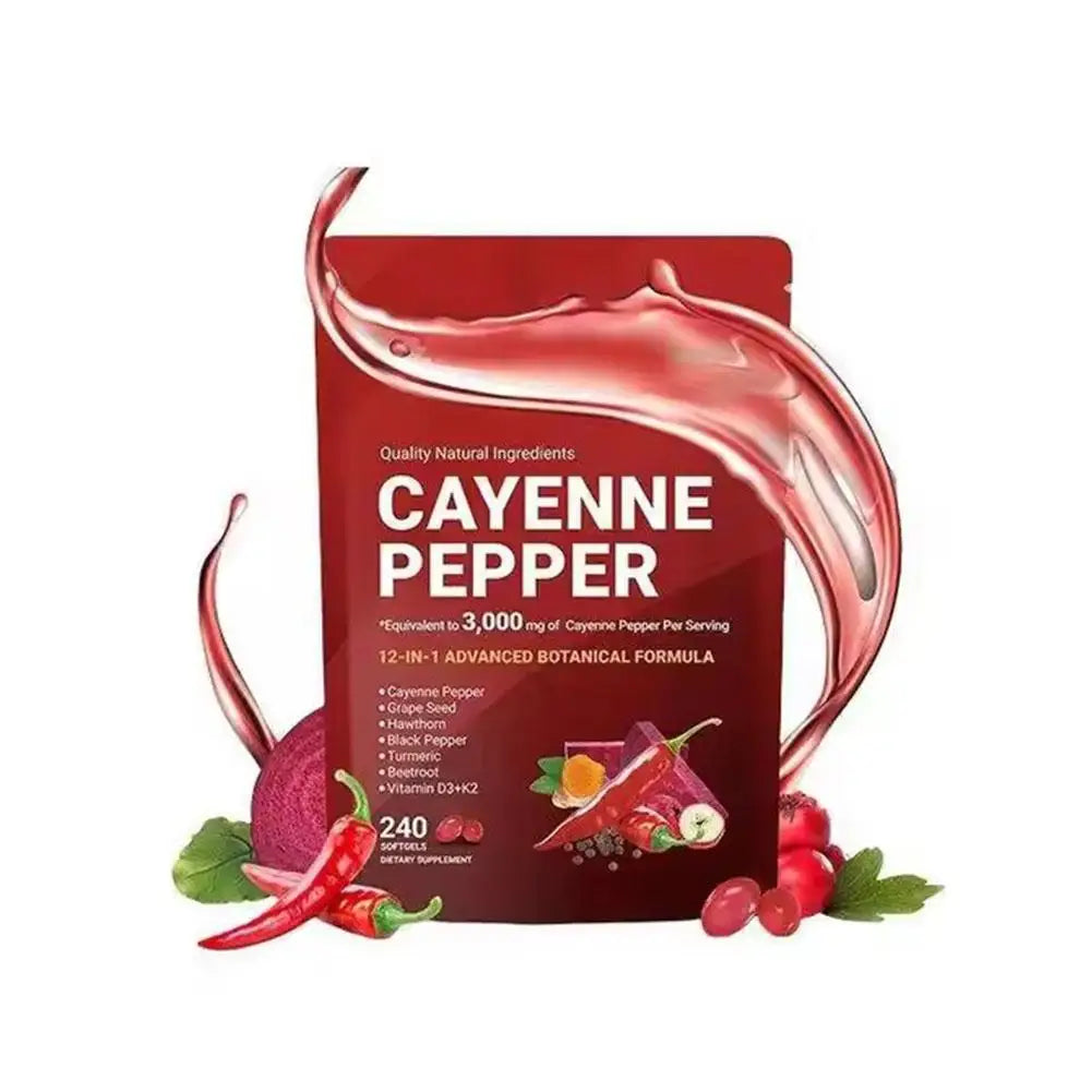 240Pcs Cayenne Pepper Health Capsules 12-In-1 Advanced Botanical Formula Softgel Supplements Promotes Healthy Digestion New